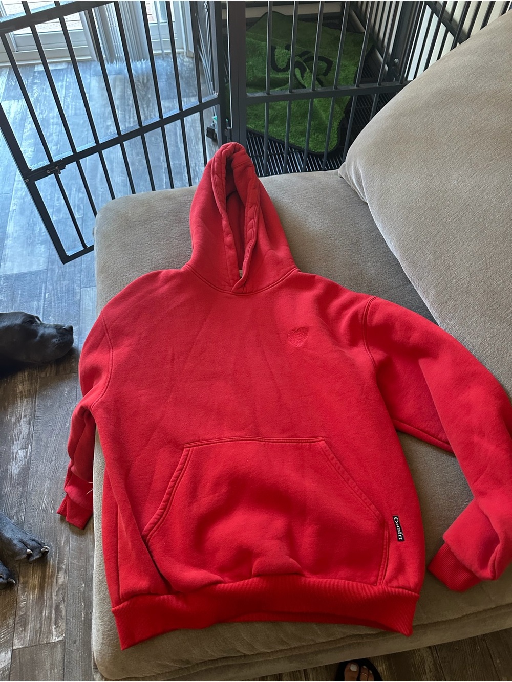 Women's Red Pullover Hoodie with Kangaroo Pocket